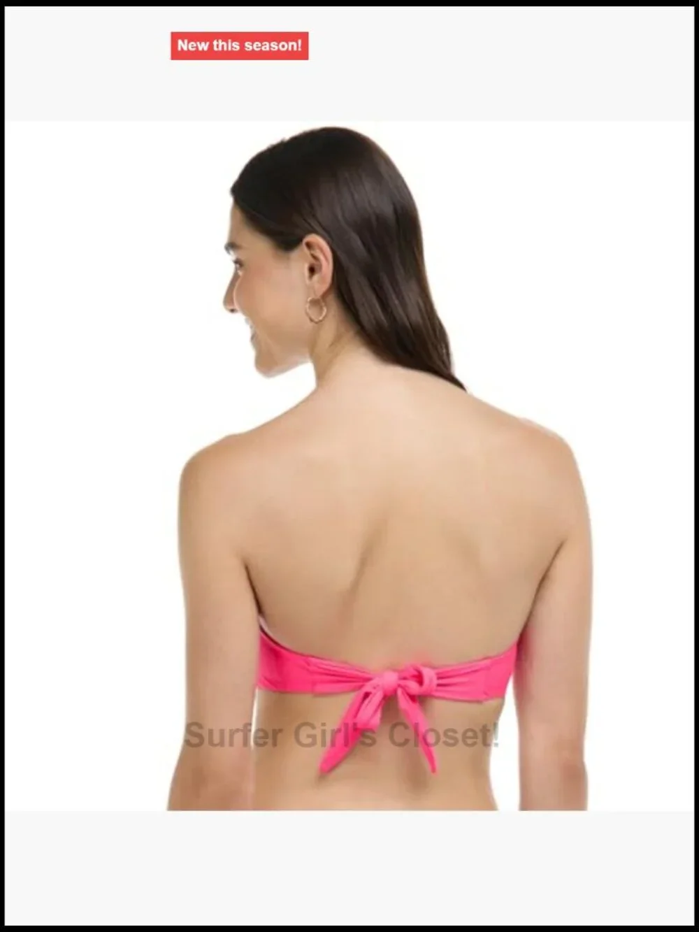 Women's Smoothies Solid Bandeau Bikini Top with Sash-Tie Back Removable Soft